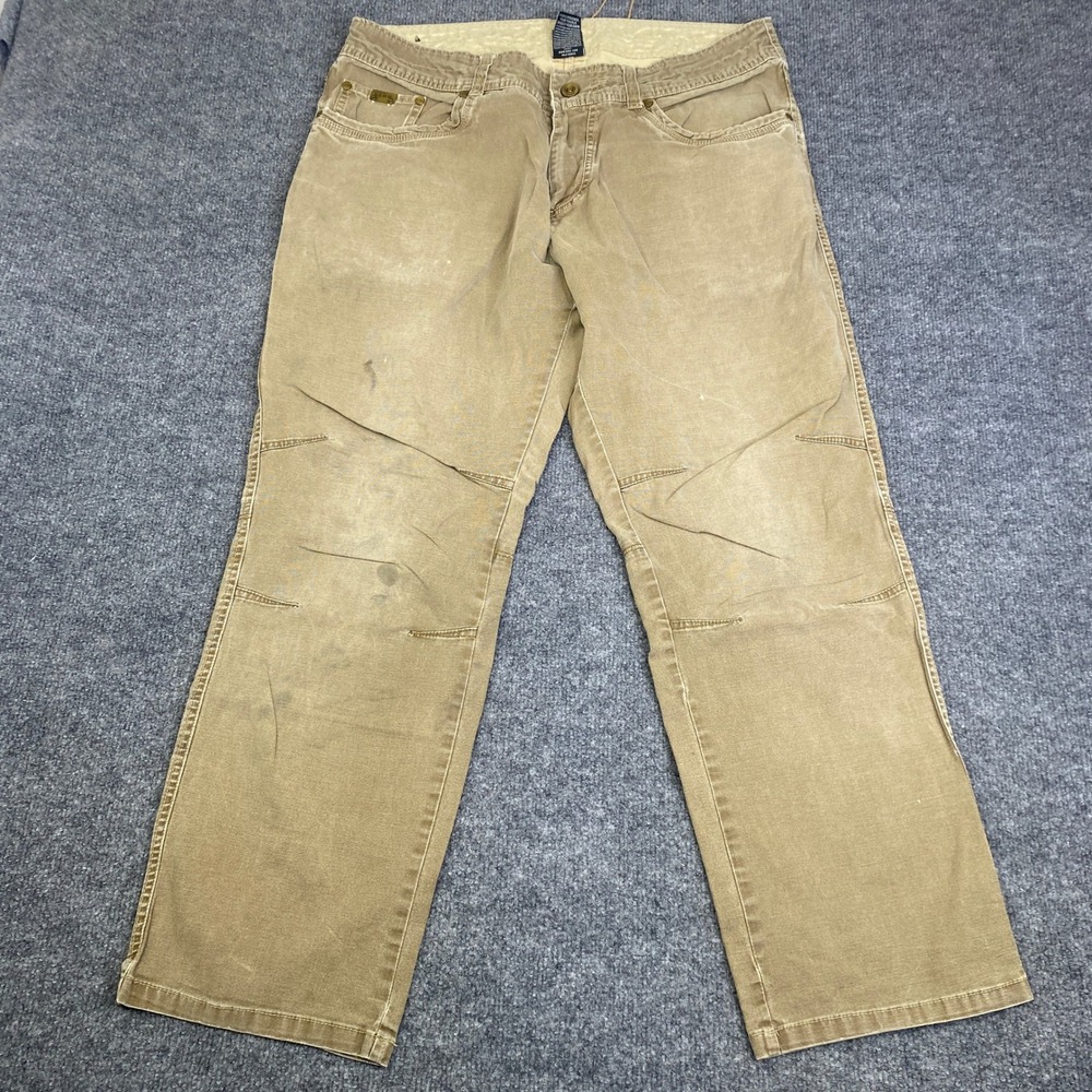 Kuhl Kanvus Jean Mens 36x30 Tan Khaki Stretch Canvas Articulated Knee Pants